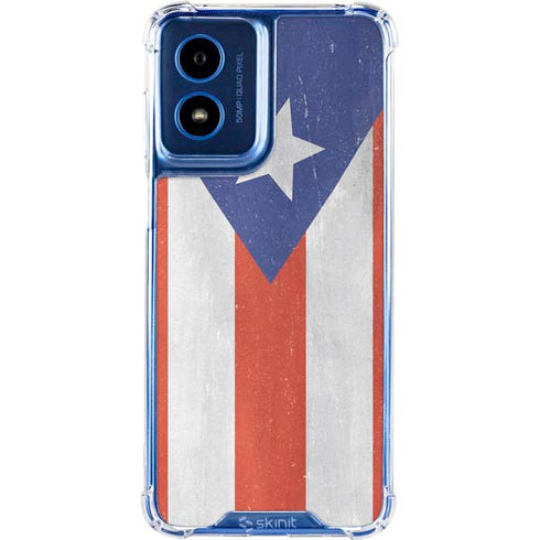 Puerto Rico Flag Distressed Moto G Play 4G (2024) Clear Case